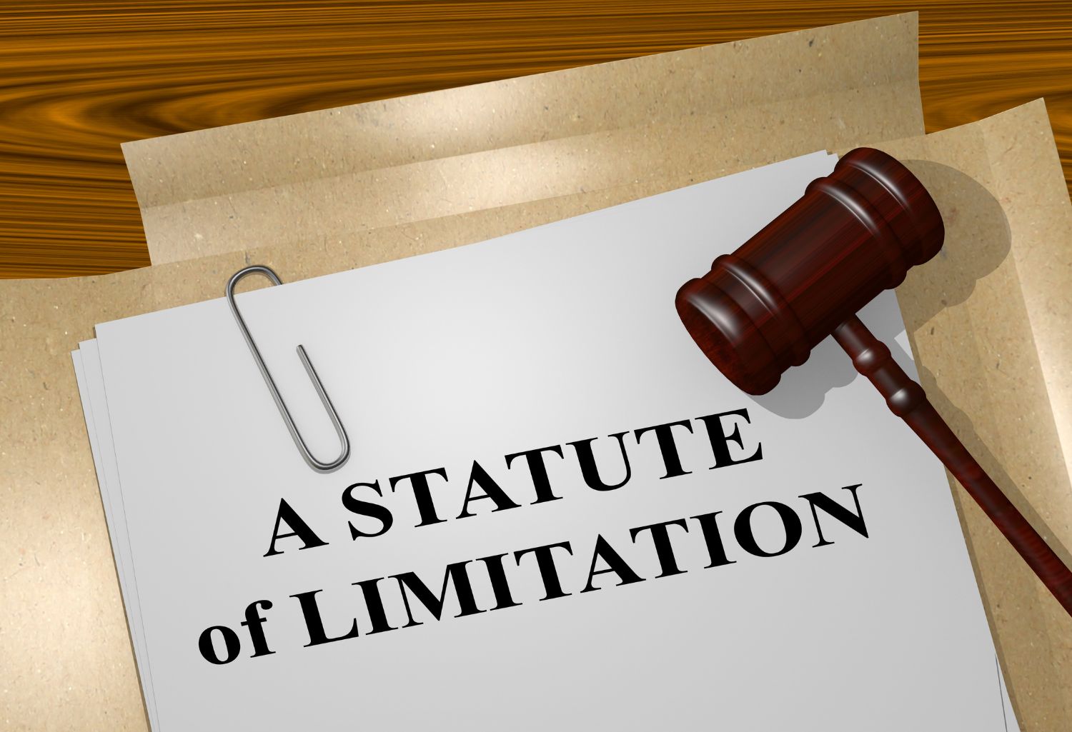 Render illustration of a statute of limitations title on legal documents. Legal Concept.